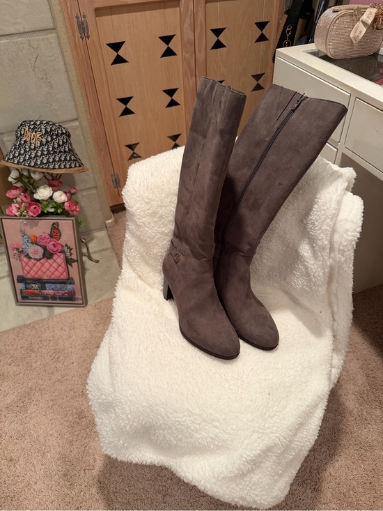 Giani Bernini Shoes - Giani Bernini Taupe Suede Over-the-Knee Block Heel Boots